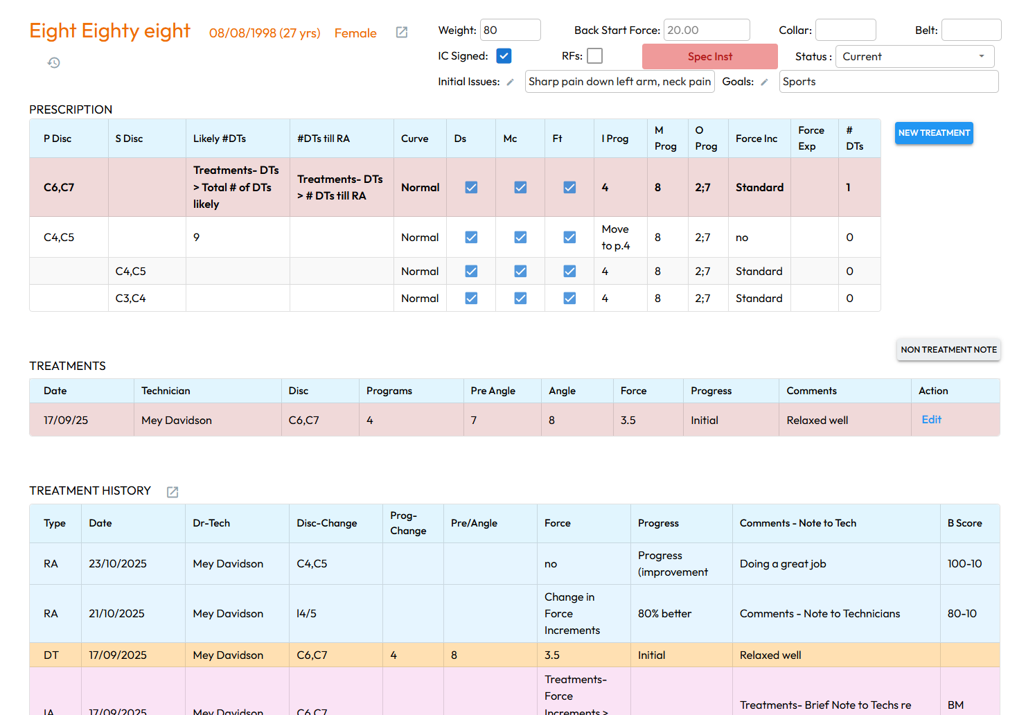 TRS patient management platform screenshot